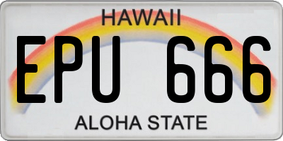HI license plate EPU666