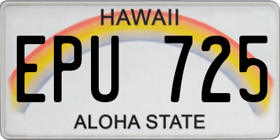 HI license plate EPU725