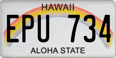 HI license plate EPU734