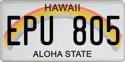 HI license plate EPU805