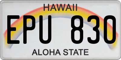 HI license plate EPU830