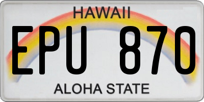 HI license plate EPU870