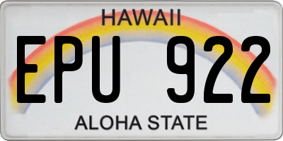 HI license plate EPU922