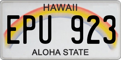 HI license plate EPU923