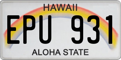 HI license plate EPU931