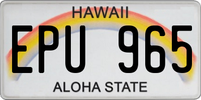 HI license plate EPU965