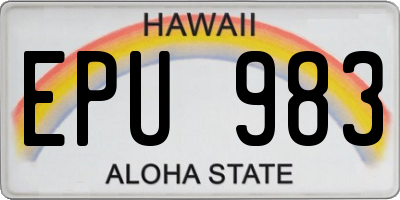 HI license plate EPU983