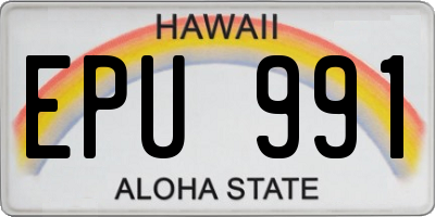 HI license plate EPU991
