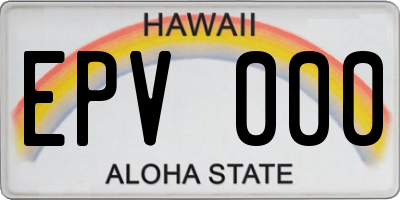 HI license plate EPV000