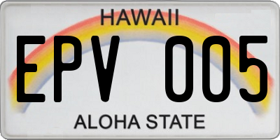 HI license plate EPV005
