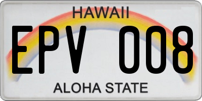 HI license plate EPV008
