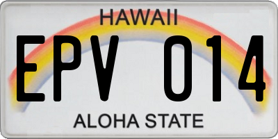 HI license plate EPV014