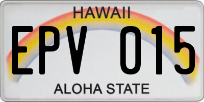 HI license plate EPV015