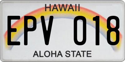 HI license plate EPV018