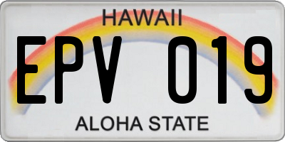 HI license plate EPV019