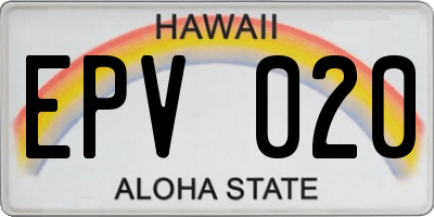 HI license plate EPV020