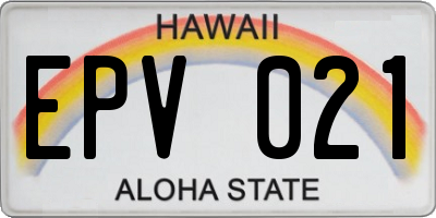 HI license plate EPV021