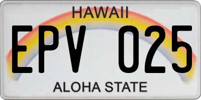 HI license plate EPV025