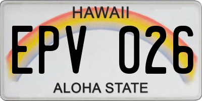 HI license plate EPV026
