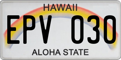 HI license plate EPV030