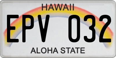 HI license plate EPV032