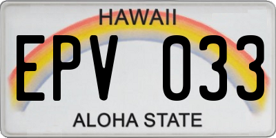 HI license plate EPV033