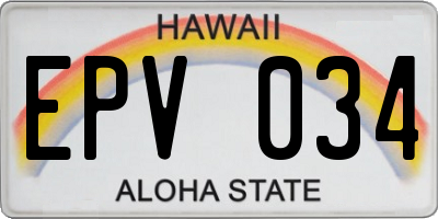 HI license plate EPV034