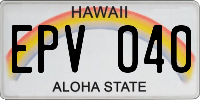HI license plate EPV040