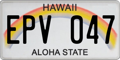 HI license plate EPV047
