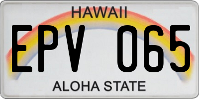 HI license plate EPV065