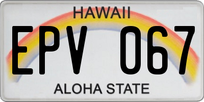 HI license plate EPV067