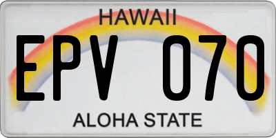 HI license plate EPV070