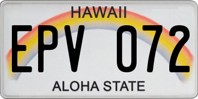 HI license plate EPV072
