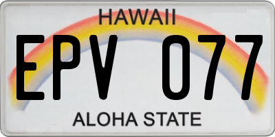 HI license plate EPV077