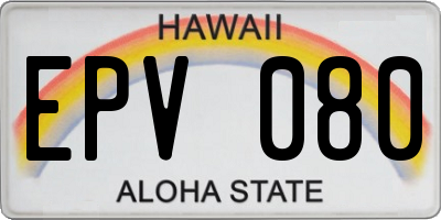 HI license plate EPV080