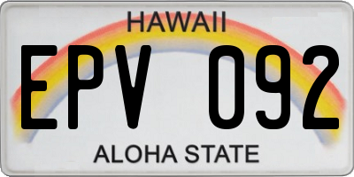 HI license plate EPV092