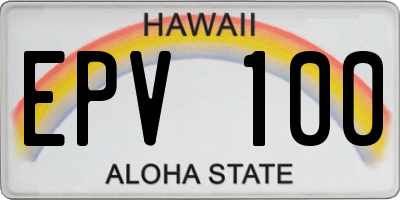 HI license plate EPV100