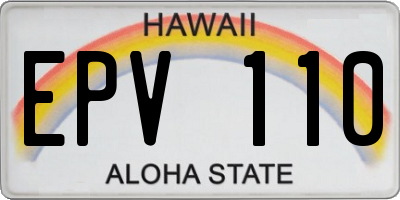 HI license plate EPV110