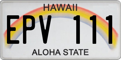 HI license plate EPV111