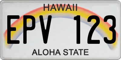 HI license plate EPV123