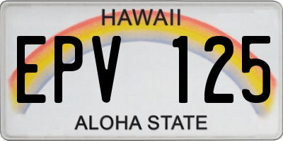 HI license plate EPV125