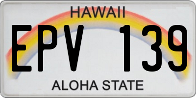 HI license plate EPV139
