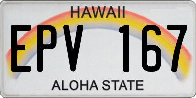 HI license plate EPV167