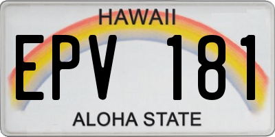 HI license plate EPV181