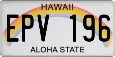 HI license plate EPV196