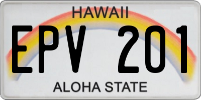 HI license plate EPV201