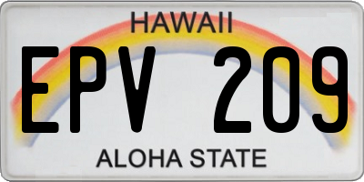 HI license plate EPV209