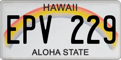 HI license plate EPV229
