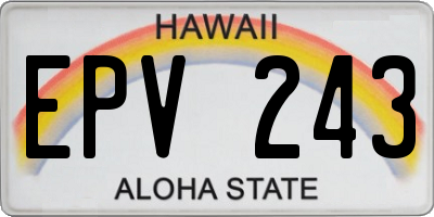 HI license plate EPV243