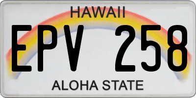 HI license plate EPV258